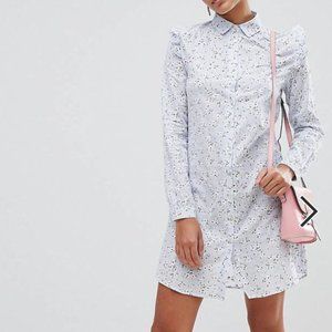 ASOS QED London Floral Print Shirt Dress - M